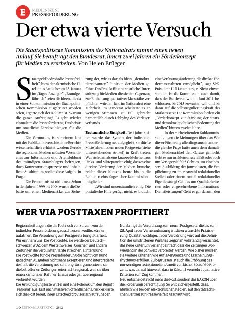 Nancy Wayland Bigler - EDITO+KLARTEXT. Das Medienmagazin.