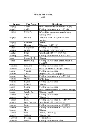 People File Index M-R - DeWitt Public Library