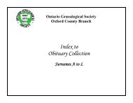 Index to Obituary Collection - Ontario Genealogical Society