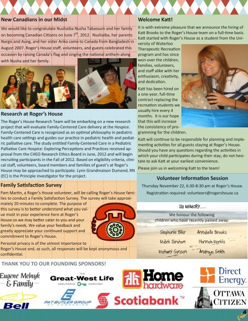 Summer 2012 Newsletter - Roger's House