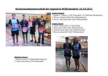 Kreiseinzelmeisterschaft der Jugend in Wilhelmsdorf, 16.10.2011