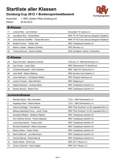 Startliste aller Klassen - rrc duisburg