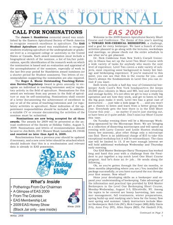 EAS JOURNAL - Eastern Apicultural Society of North America