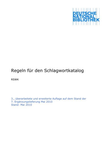 Regeln für den Schlagwortkatalog