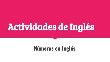 Actividades de Inglés