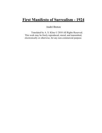 surrealist manifesto In his 1924 surrealist manifesto, breton defined surrealism as “psychic automatism in its pure state, by which one proposes to express. surrealist manifesto In his 1924 surrealist manifesto, breton defined surrealism as “psychic automatism in its pure state, by which one proposes to express.
