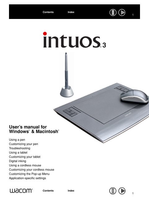 Intuos3 User's Manual for Windows &amp; Macintosh - Wacom Asia-Pacific