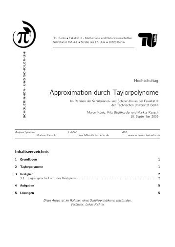 Approximation durch Taylorpolynome - Schüler-Uni - TU Berlin