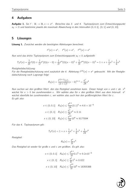 Approximation durch Taylorpolynome - Schüler-Uni - TU Berlin