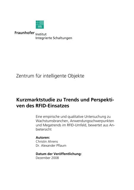 Kurzmarktstudie zu Trends und Perspektiven des RFID-Einsatzes