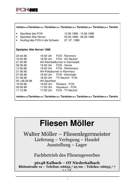 Fliesen Möller - FC Union 07 Niederkalbach e.V.