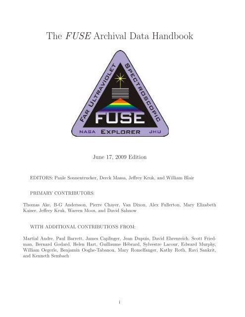 The FUSE Archival Data Handbook - MAST - STScI