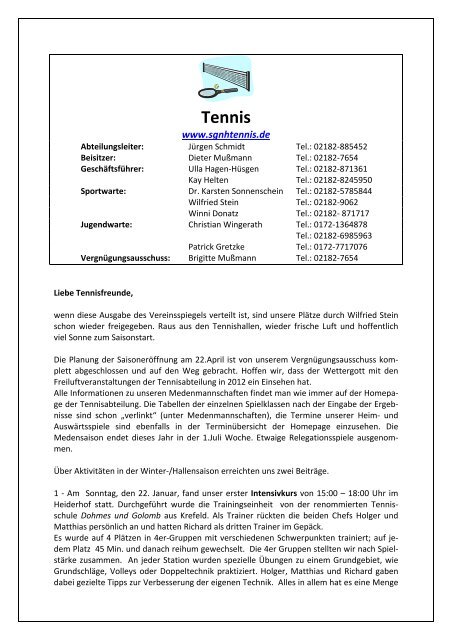 Tennis - Sportgemeinschaft Neukirchen-Hülchrath e.V.