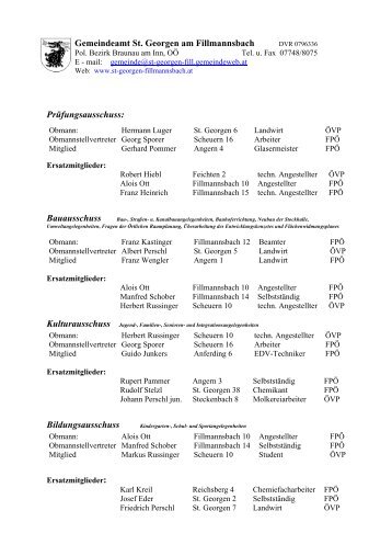 liste der ausschussmitglieder - Handenberg