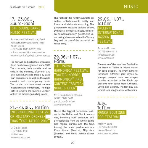 Download Festivals in Estonia booklet 2012 - Culture.ee