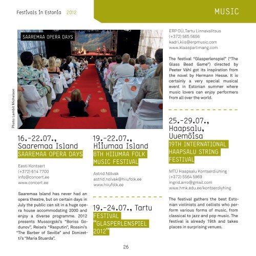 Download Festivals in Estonia booklet 2012 - Culture.ee