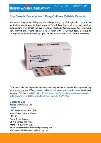Doxycycline Canadian Pharmacy Online