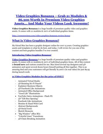 Video Graphics Bonanza Review-$32,400 bonus & discount