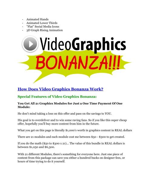 Video Graphics Bonanza Review-$32,400 bonus & discount