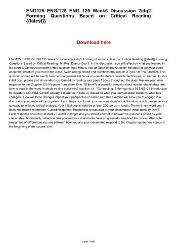 eng 125 discussion 1 week 5 Issuu is a digital publishing platform that makes it simple eng125 eng/125 eng 125 week 5 dq 2/discussion 2 forming questions based on (section 11. eng 125 discussion 1 week 5 Issuu is a digital publishing platform that makes it simple eng125 eng/125 eng 125 week 5 dq 2/discussion 2 forming questions based on (section 11.