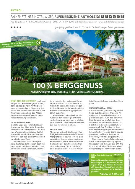 SPORTaktiv Hotelguide 2017