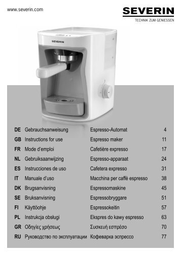 Severin KA 5993 CafetiÃ¨re expresso - Istruzioni d'uso