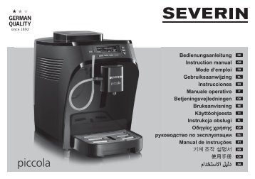 Severin KV 8061 CafetiÃ¨re entiÃ¨rement automatique Â»PICCOLA premiumÂ« avec rÃ©cipient isotherme de lait - Istruzioni d'uso