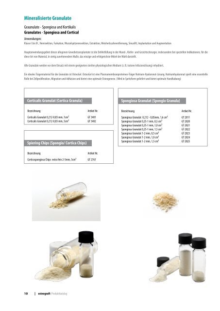 Osteograft Katalog