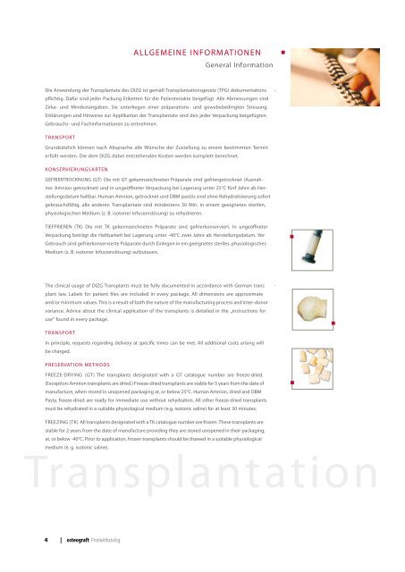 Osteograft Katalog