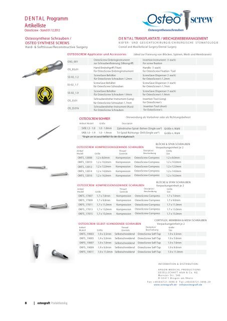 Osteograft Katalog