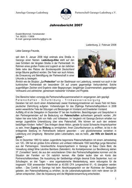 Jahresbericht 2007 - Partnerschaft Garango Ladenburg eV