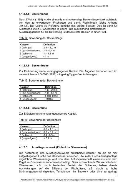 Analyse der Durchgängigkeit von Fischpässen am stauregulierten