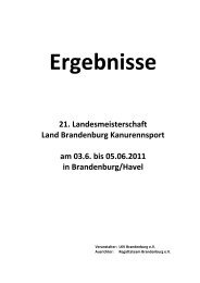 21. Landesmeisterschaft Land Brandenburg Kanurennsport am 03.6 ...