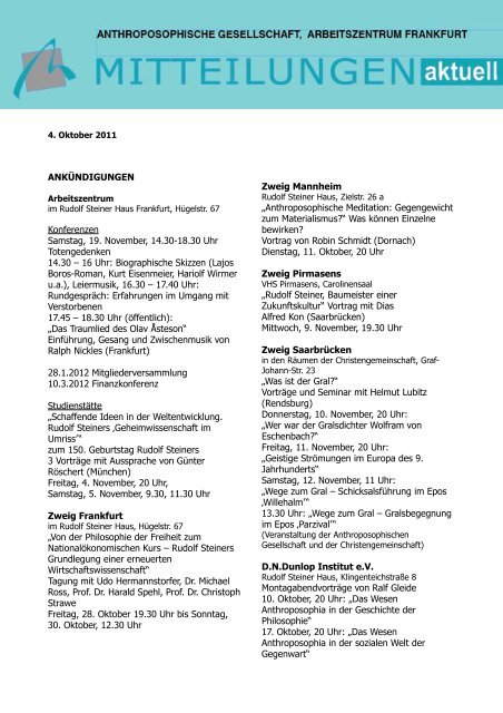 16 Uhr Arbeitszentrum Ffm