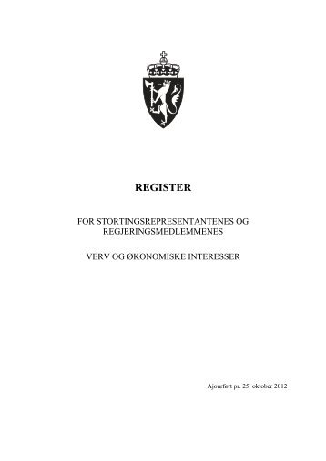 reglement om register for stortingsrepresentantenes - Stortinget