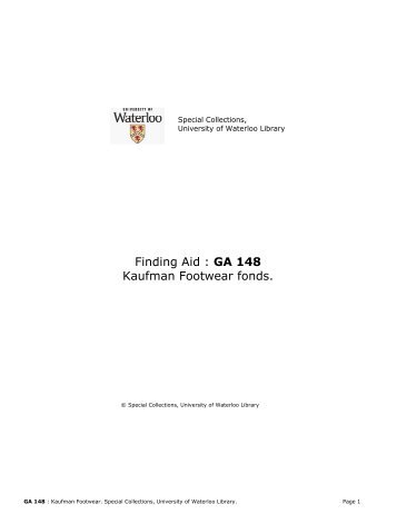 Finding Aid : GA 148 Kaufman Footwear fonds. - University of Waterloo