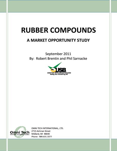 Rubber Compounds - A Market Opportunity Study ... - Soy New Uses