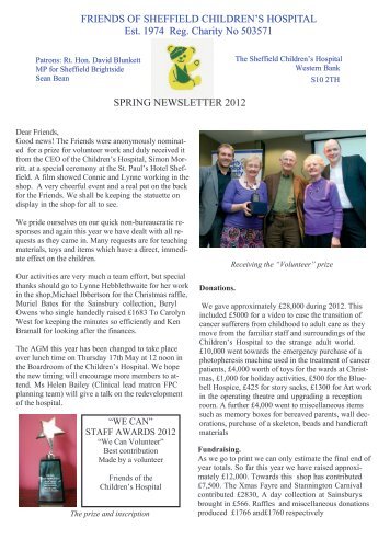 Spring 2012 Newsletter - Sheffield Children's NHS Foundation Trust
