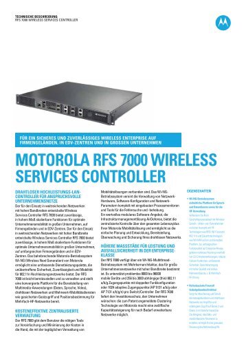 moToRola RfS 7000 wIRElESS SERvICES CoNTRollER