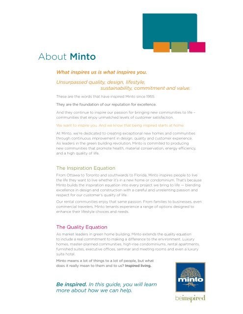 Download the Minto Home Care Guide - Condo