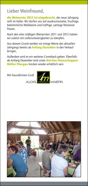 Weinangebot - im Weingut Alois Martin in Volkach