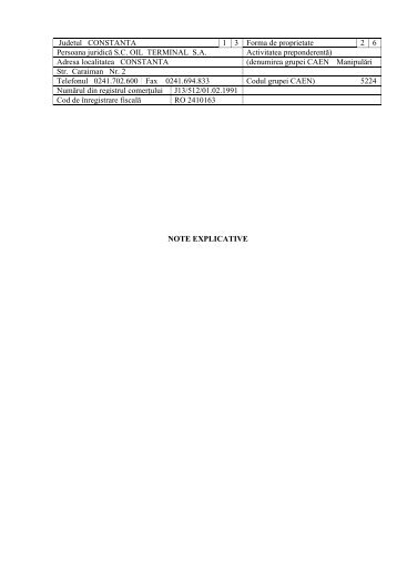 Nota 2 - actionariat - Oil Terminal