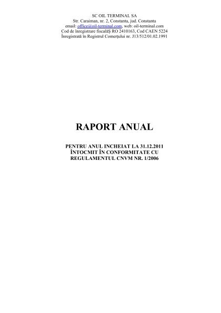 raport anual - actionariat - Oil Terminal
