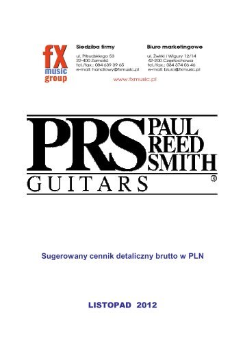 PRS - Sugerowany cennik detaliczny brutto w PLN - FX-Music Group