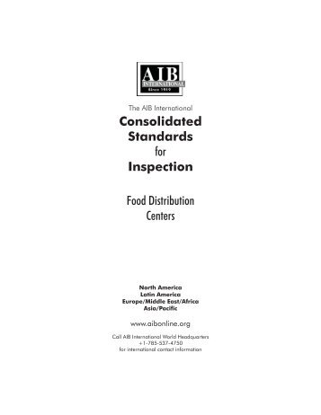 Consolidated Standards for Inspection Food Distribution Centers