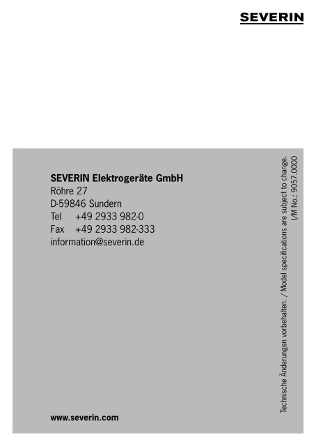 Severin KA 4484 Cafeti&egrave;re &eacute;lectrique &raquo;START&laquo; - Istruzioni d'uso