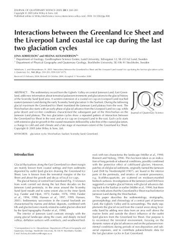 Interactions between the Greenland Ice Sheet and the Liverpool ...