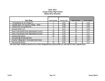 2012- 2013 Jurupa Valley High School Master Bus Schedule Bus ...