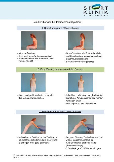 Schulterübungen bei Impingement-Syndrom - Sportklinik-Stuttgart