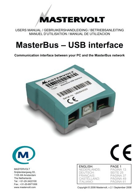 MasterBus – USB interface - Midsummer Energy